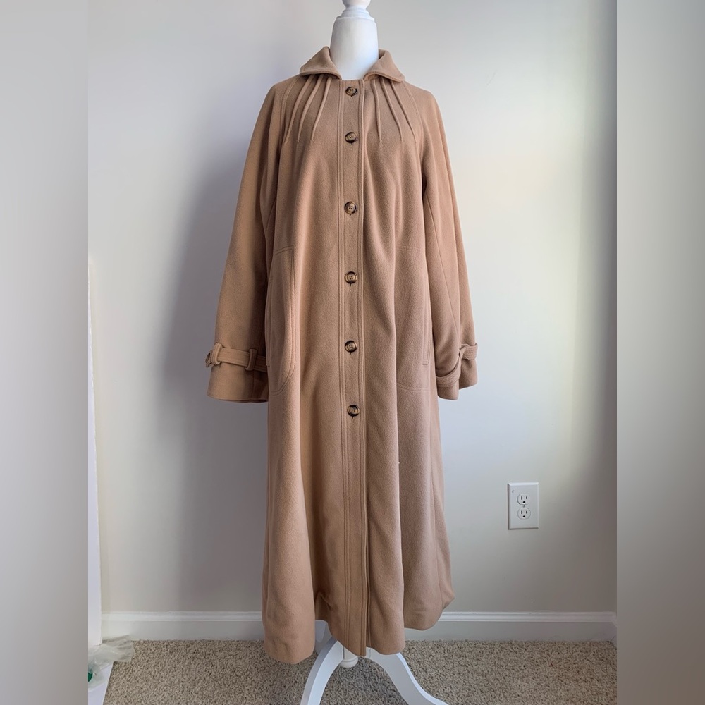 Union Made Vintage Trench Coat Camel Tan Long Fits Small Medium Classic Timeless